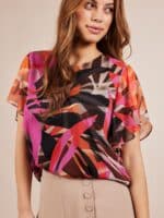 Molly Jo bluse 7485- Orange-Pink2