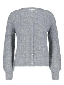 Red Button Cardigan Ajour - Grey Melange 1 ny